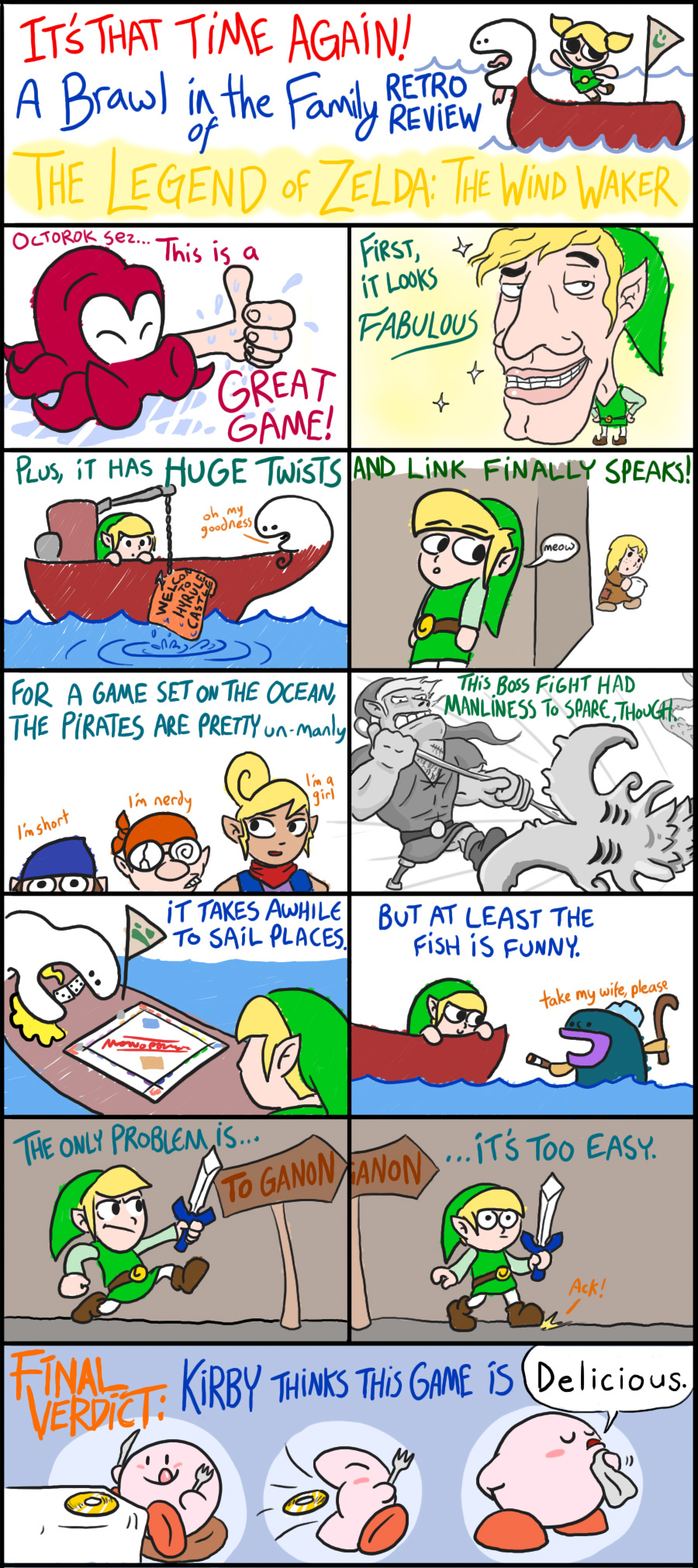 'Hoy, small fry.  No sea chart to mark here, I'm afraid.  Adventurers used to stop by and would feed me just to hear me talk, but those days are long gone now.  A few months ago, I got hired to write these weird mouseover text things.  It doesn't pay much, but it keeps food on the table, or in the water or whatever.  I think my depiction in this comic is pretty handsome, frankly, so I guess I can't complain.  Anyway, bring some of that bait next time and maybe I'll draw you a picture.  And with that...I'm off!