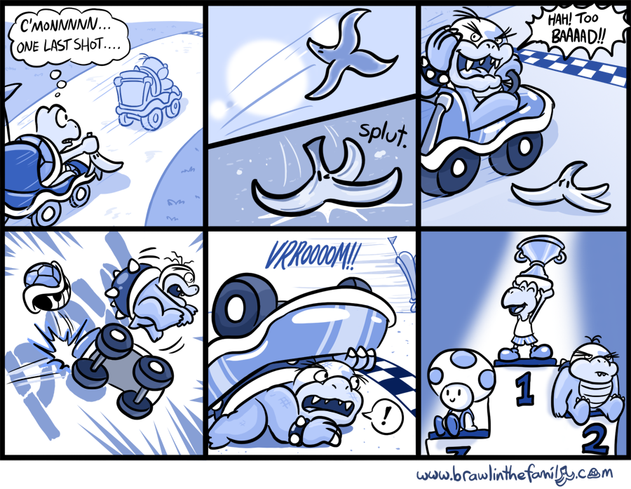 Upon watching this race, Larry Koopa suddenly got a brilliant idea...