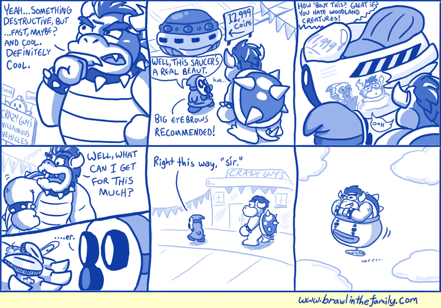 On the plus side, it's surprisingly roomy--can hold dozens of Mechakoopas, several enormous iron balls, two Super Mushrooms, and one princess.